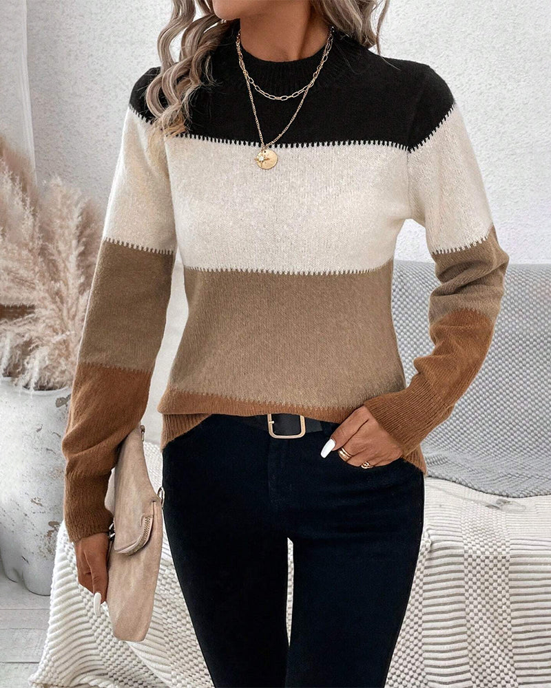 Soft Womens Colorblock Sweater - Crew Neck, Knit, Casual - Image 4