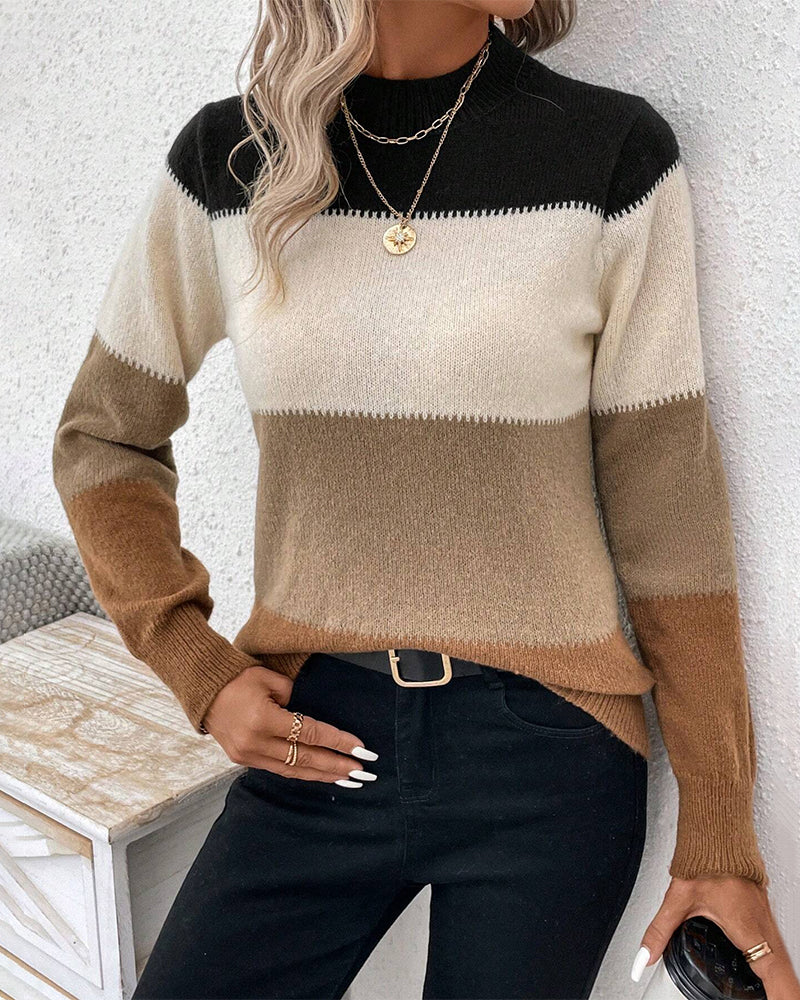 Soft Womens Colorblock Sweater - Crew Neck, Knit, Casual - Image 5