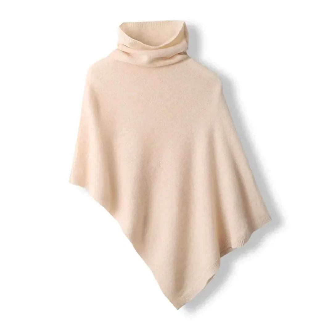 Soft Womens Wool Poncho - Turtleneck, Pointed Hem, Layering - Image 2