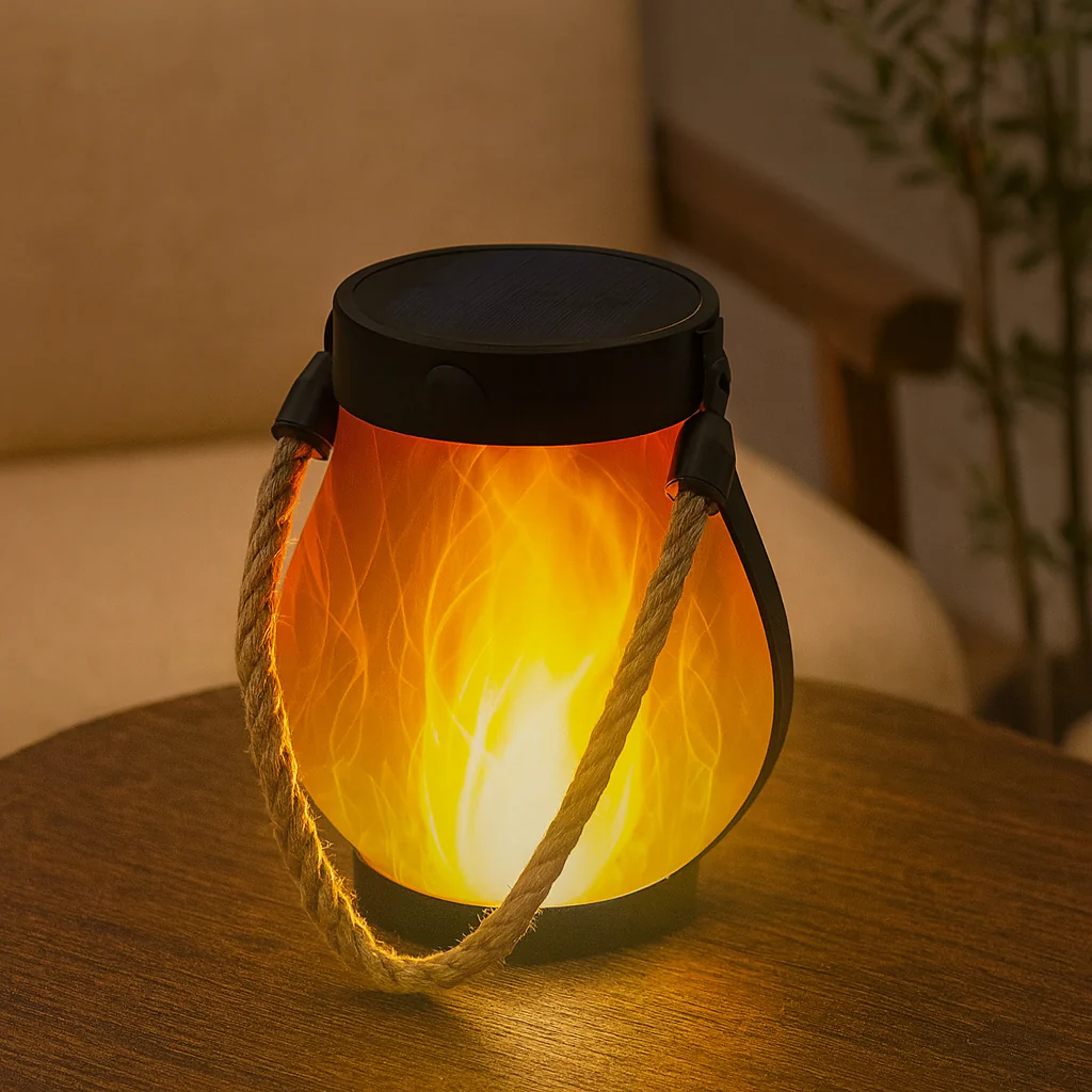 Solar Lantern Lights with Flickering Flame Effect for Outdoor Garden and Patio Decor, Dual Charging Modes, Waterproof Design - Image 2