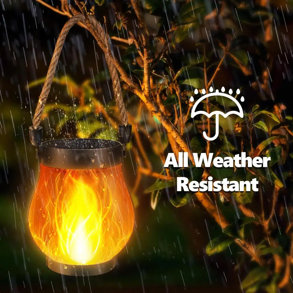 Solar Lantern Lights with Flickering Flame Effect for Outdoor Garden and Patio Decor, Dual Charging Modes, Waterproof Design - Image 3