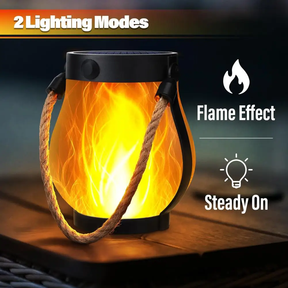 Solar Lantern Lights with Flickering Flame Effect for Outdoor Garden and Patio Decor, Dual Charging Modes, Waterproof Design - Image 4