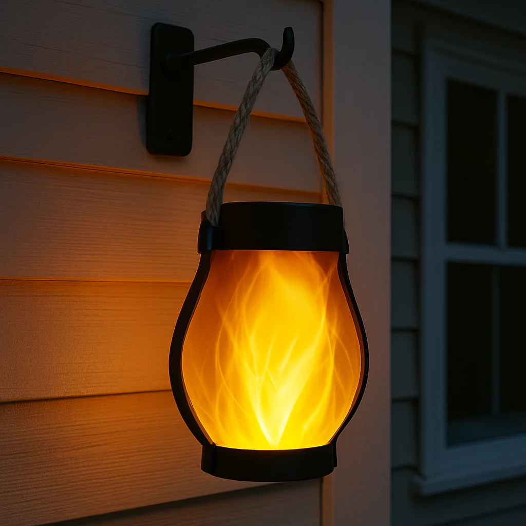 Solar Lantern Lights with Flickering Flame Effect for Outdoor Garden and Patio Decor, Dual Charging Modes, Waterproof Design - Image 6