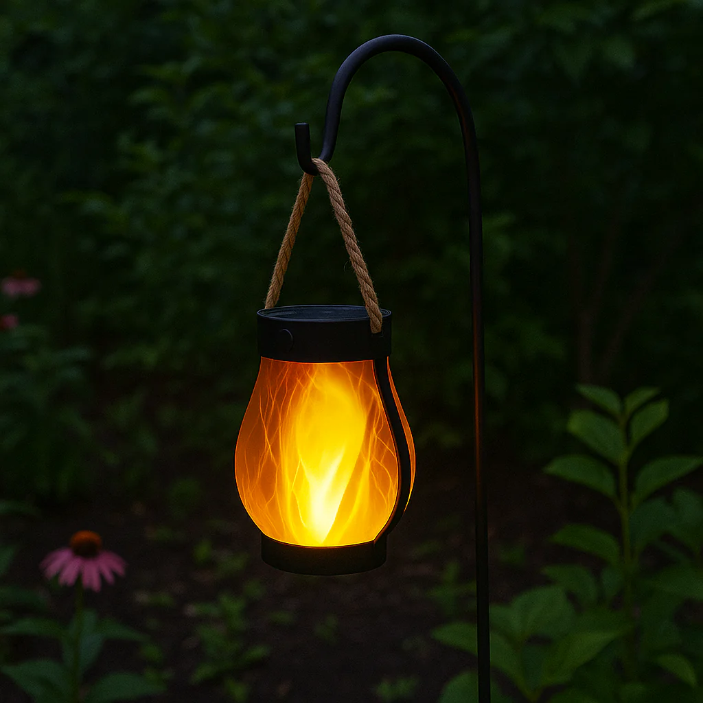 Solar Lantern Lights with Flickering Flame Effect for Outdoor Garden and Patio Decor, Dual Charging Modes, Waterproof Design - Image 8