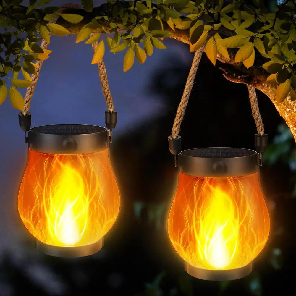 Solar Lantern Lights with Flickering Flame Effect for Outdoor Garden and Patio Decor, Dual Charging Modes, Waterproof Design - Image 9