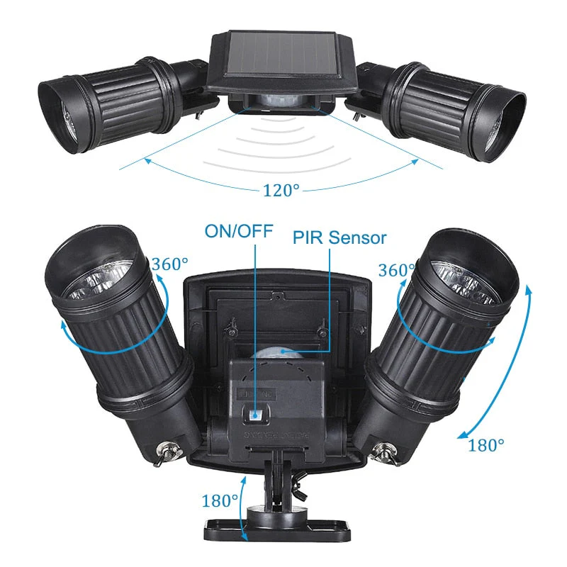 Solar Motion Sensor Lights 14 LED Flood Light With 360 Degree Rotating Head LiFePO4 Battery Fall 2025 Security Lighting - Image 3