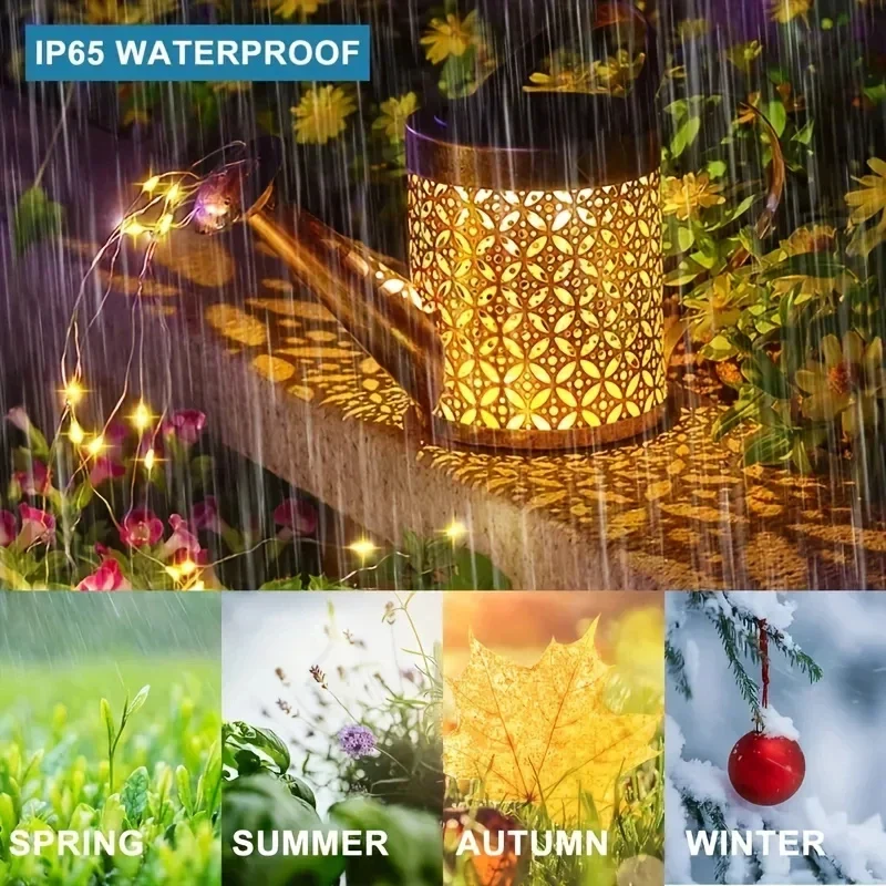 Solar Watering Can Light Retro Metal Hanging Lantern Outdoor Garden Decor Summer 2025 Waterproof Whimsical - Image 4