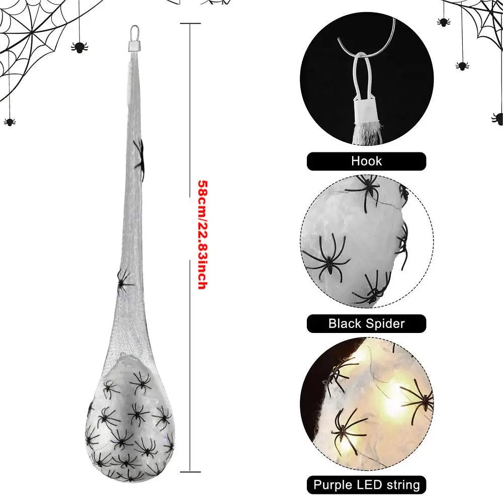 Spider Lights Hanging Egg Sacs - Glowing Halloween Decor 2025 Indoor Outdoor Spooky Party Accent - Image 7