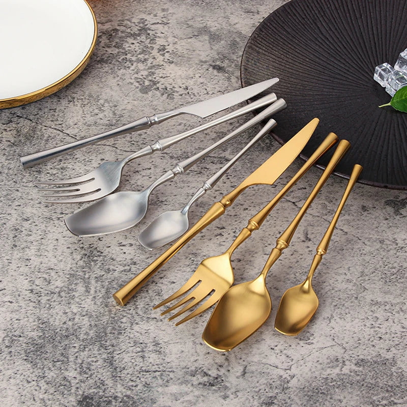 Stainless Steel 18/10 Cutlery Set - Glossy Silver Dinnerware, Matte 304 Tableware for Gifts - Image 3