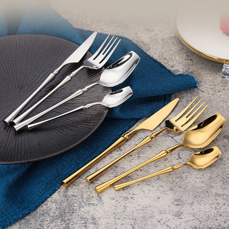 Stainless Steel 18/10 Cutlery Set - Glossy Silver Dinnerware, Matte 304 Tableware for Gifts - Image 4
