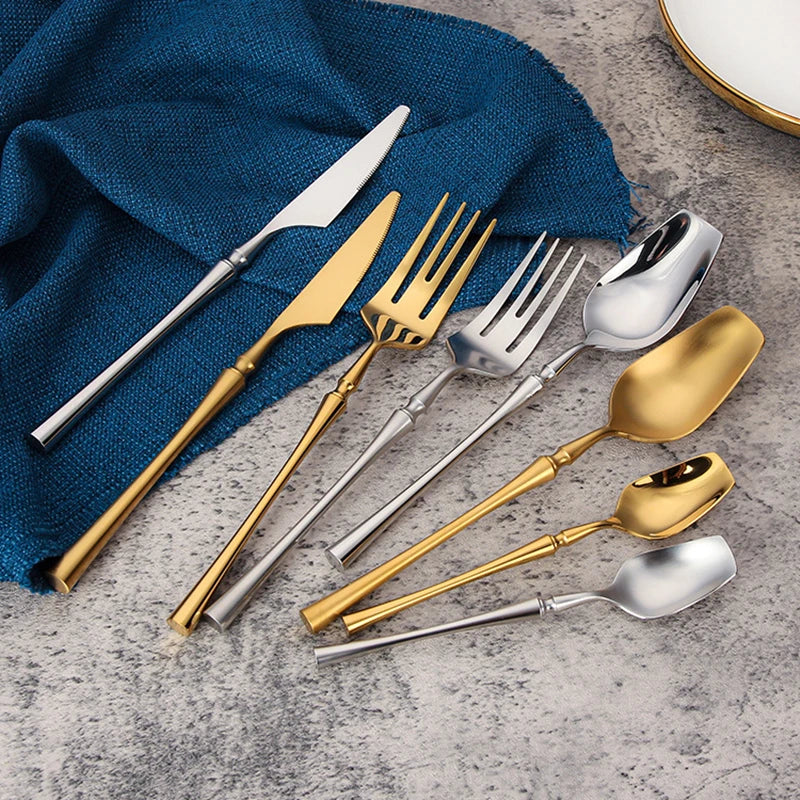 Stainless Steel 18/10 Cutlery Set - Glossy Silver Dinnerware, Matte 304 Tableware for Gifts - Image 5
