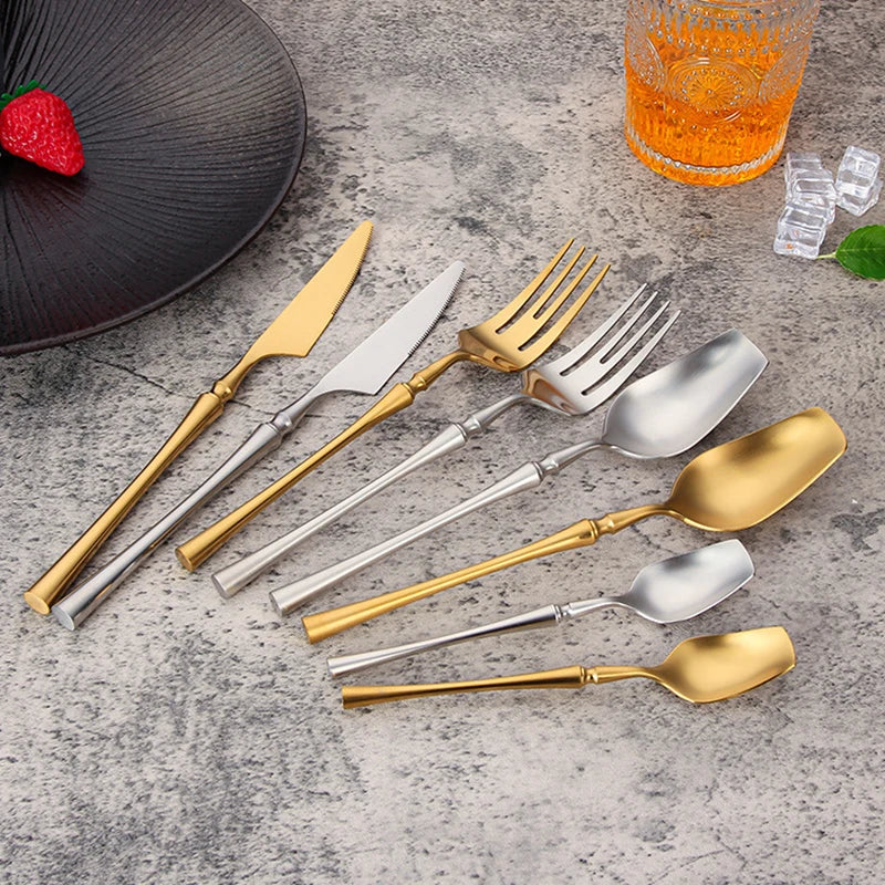 Stainless Steel 18/10 Cutlery Set - Glossy Silver Dinnerware, Matte 304 Tableware for Gifts - Image 6