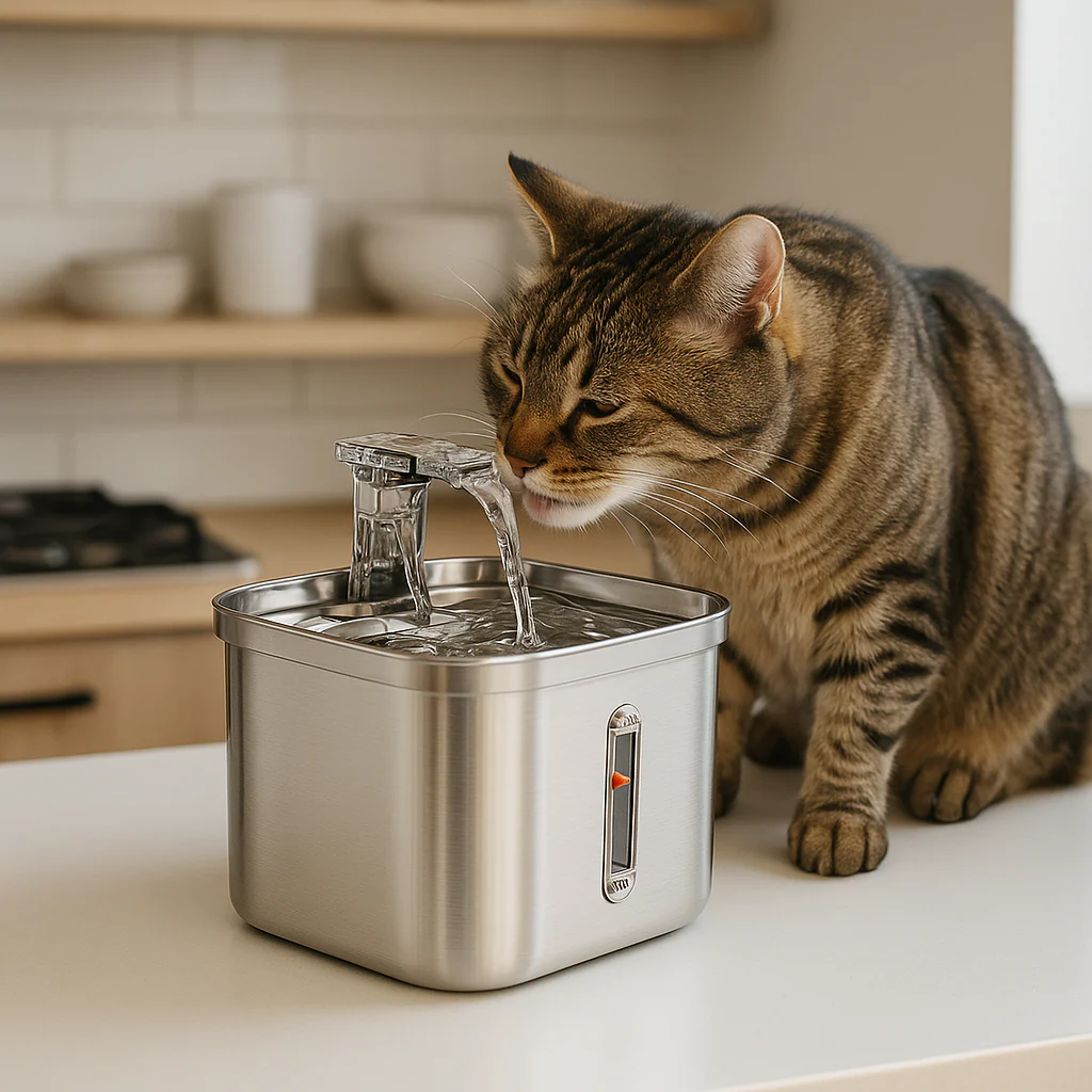 Stainless Steel Automatic Pet Water Dispenser with Intelligent Filtration for Cats and Dogs - Image 4