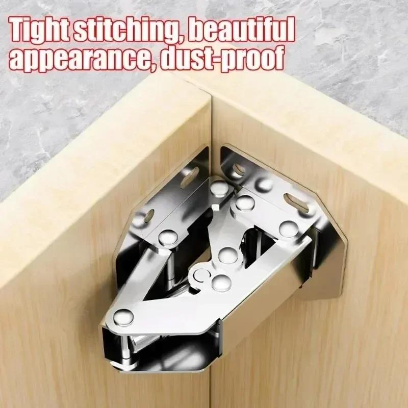 Stainless Steel Cabinet Hinges 90 Degree No-Drilling for Kitchen Furniture 10PCS - Image 5