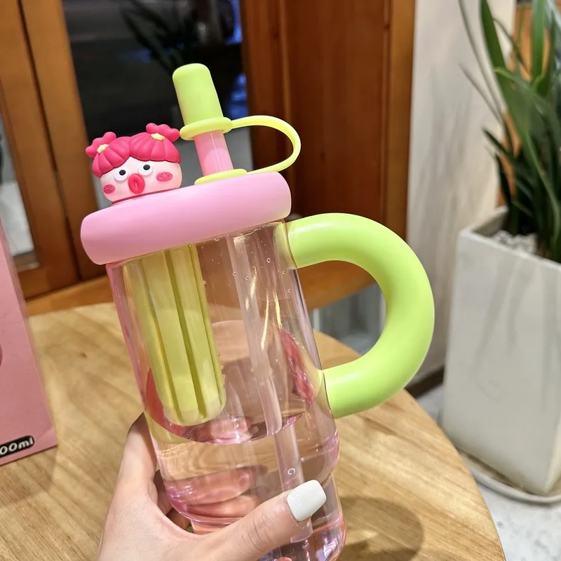 Straw Cup 900ml Cartoon Cute Portable Water Cup Summer 2025 Large Capacity High Temperature Resistant Outdoor - Image 3