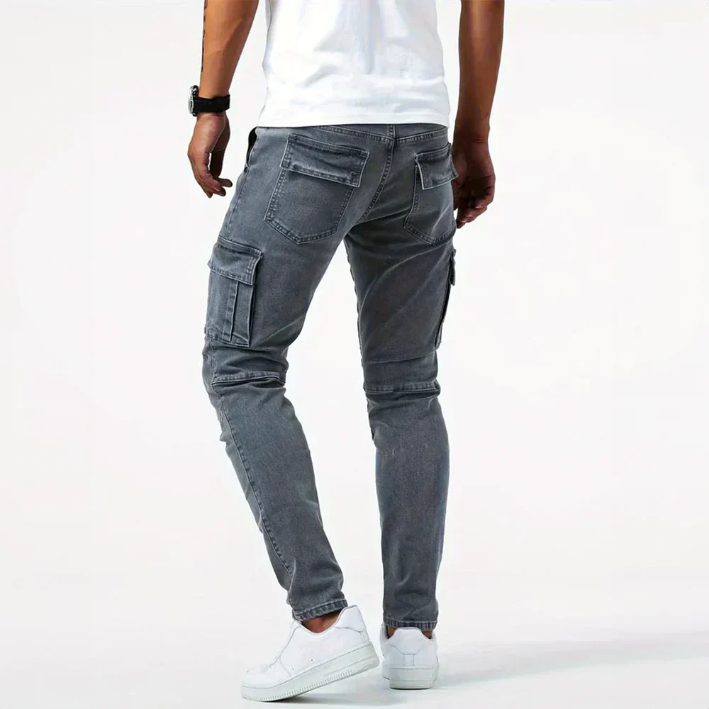 Stretch Cargo Jeans for Men, Comfortable Fit with Functional Pockets, Elastic Denim for Versatile Style - Image 3