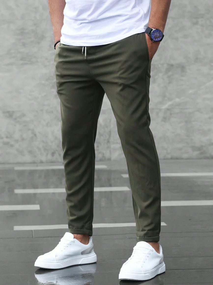 Stretch Comfort Trousers with Adjustable Drawstring Waistband, Lightweight Work Pants for All-Day Wear - Image 9