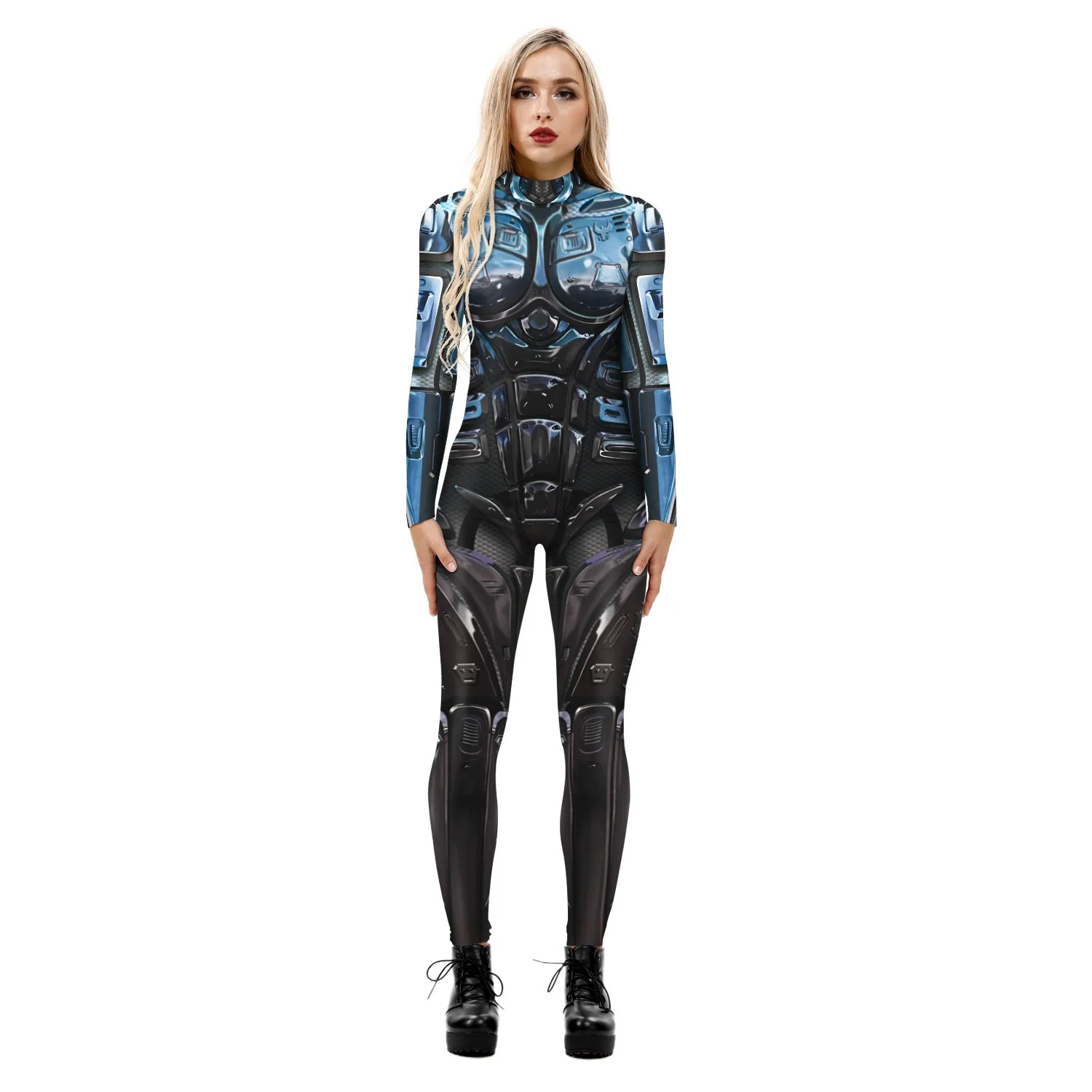 Stretchy and Body-Hugging Women's Printed Jumpsuit - Contoured Full-Body, Milk Silk Second-Skin for Cosplay - Image 13