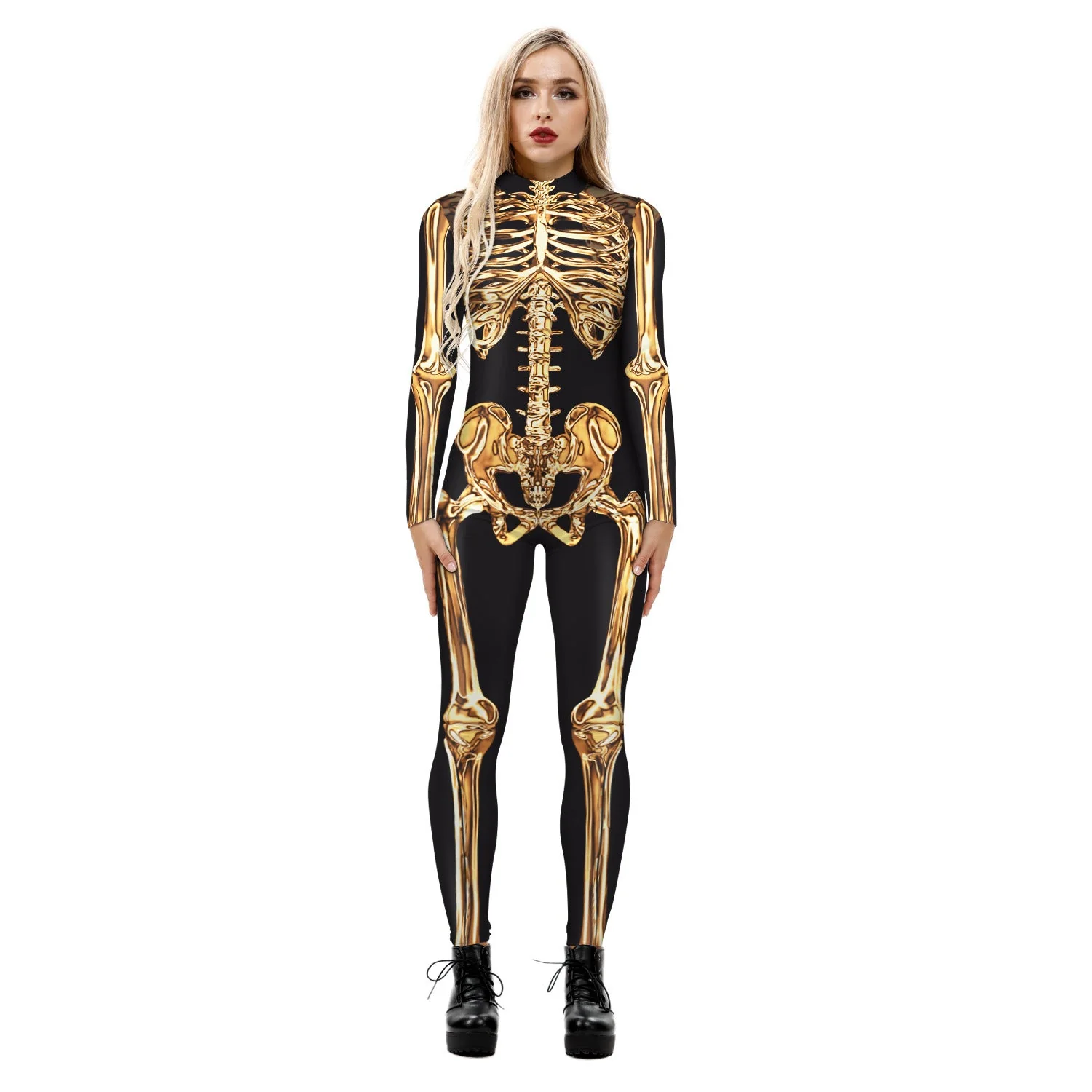 Stretchy and Body-Hugging Women's Printed Jumpsuit - Contoured Full-Body, Milk Silk Second-Skin for Cosplay - Image 3
