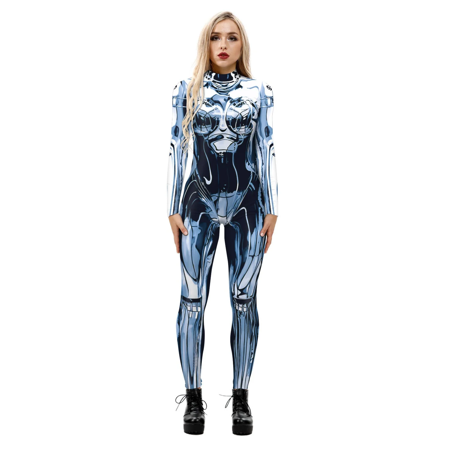 Stretchy and Body-Hugging Women's Printed Jumpsuit - Contoured Full-Body, Milk Silk Second-Skin for Cosplay - Image 7