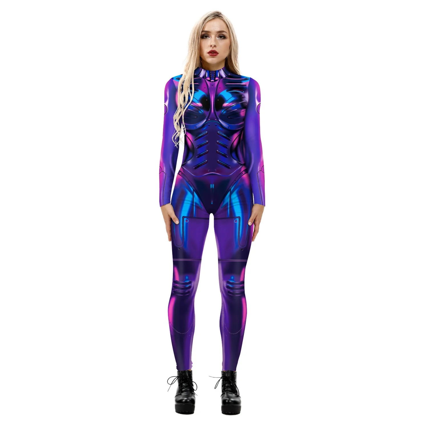 Stretchy and Body-Hugging Women's Printed Jumpsuit - Contoured Full-Body, Milk Silk Second-Skin for Cosplay - Image 8