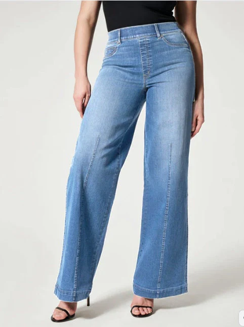 Stretchy and Flattering Women’s Wide-Leg Jeans - High-Rise Knitted Denim, Smooth Waistband, Weekend - Image 7