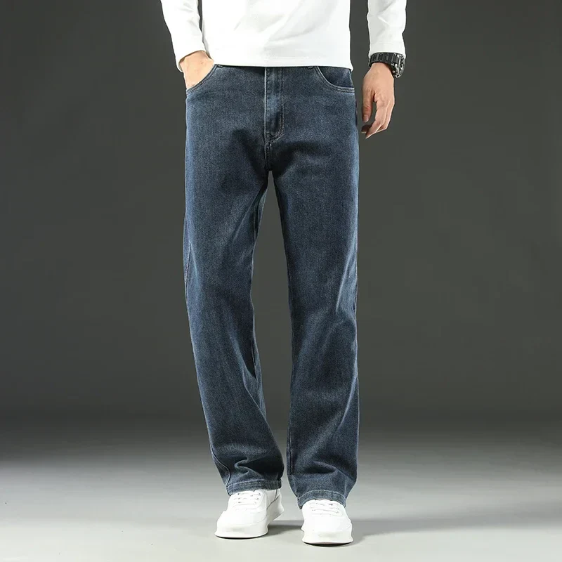 Stretchy Men’s Jeans - Wide Leg, Cotton, Business Casual