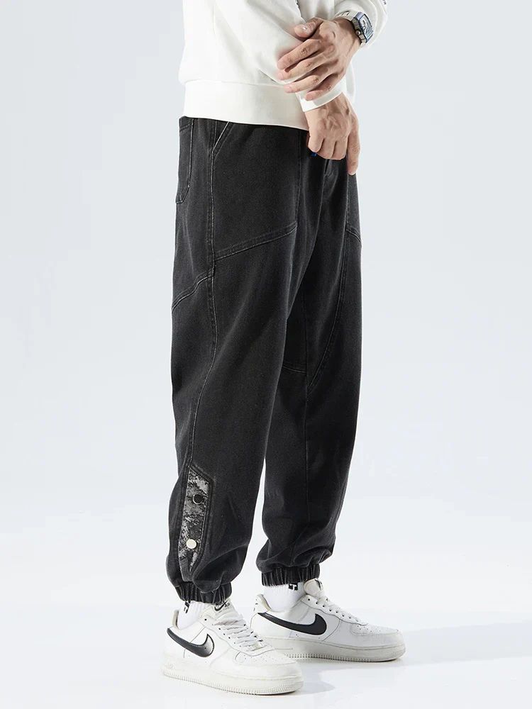 Stretchy Relaxed Men's Denim Joggers - Baggy Tapered, Denim - Image 10