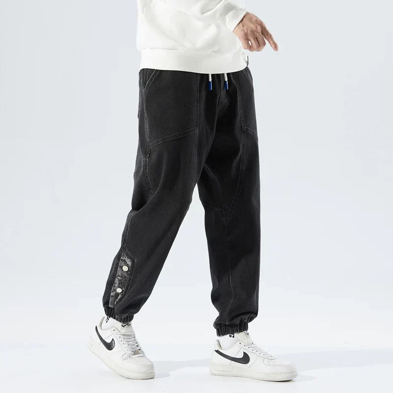 Stretchy Relaxed Men's Denim Joggers - Baggy Tapered, Denim - Image 22