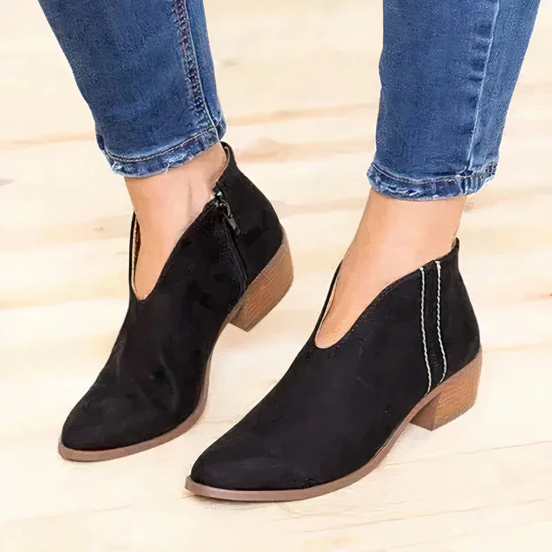 Stylish Black Ankle Boots for Women, High-Quality Leather Pointed Toe Booties with Soft Sole and Ankle Zipper - Image 7