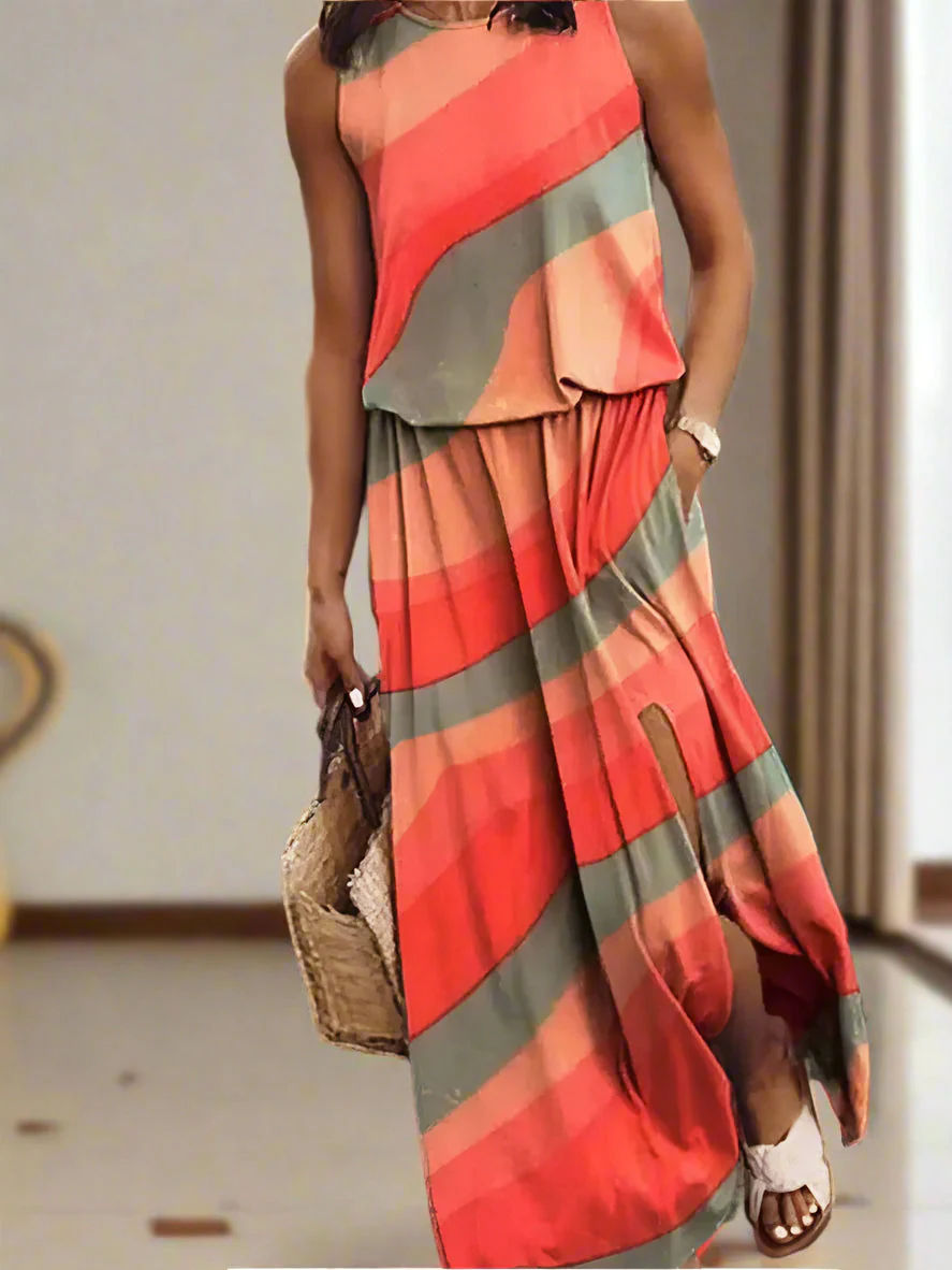 Stylish Floral Sleeveless Womens Dress for Summer - Comfortable Fit, Perfect for Special Occasions and Daily Wear - Image 3