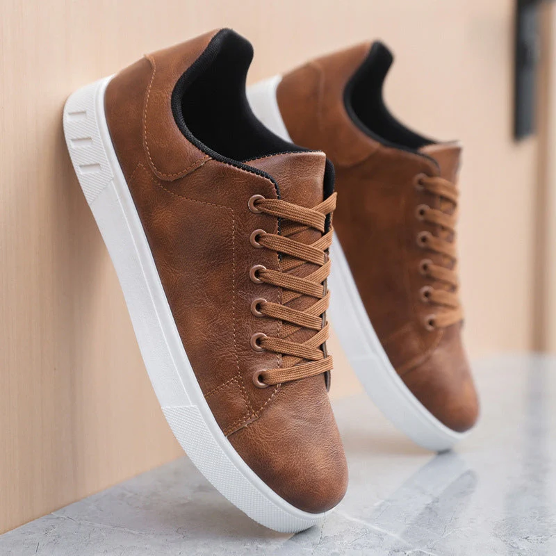 Stylish Men's Leather Sneakers in Brown and Black for Everyday Comfort and Durability - Image 6
