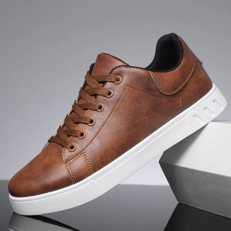 Stylish Men's Leather Sneakers in Brown and Black for Everyday Comfort and Durability - Image 7