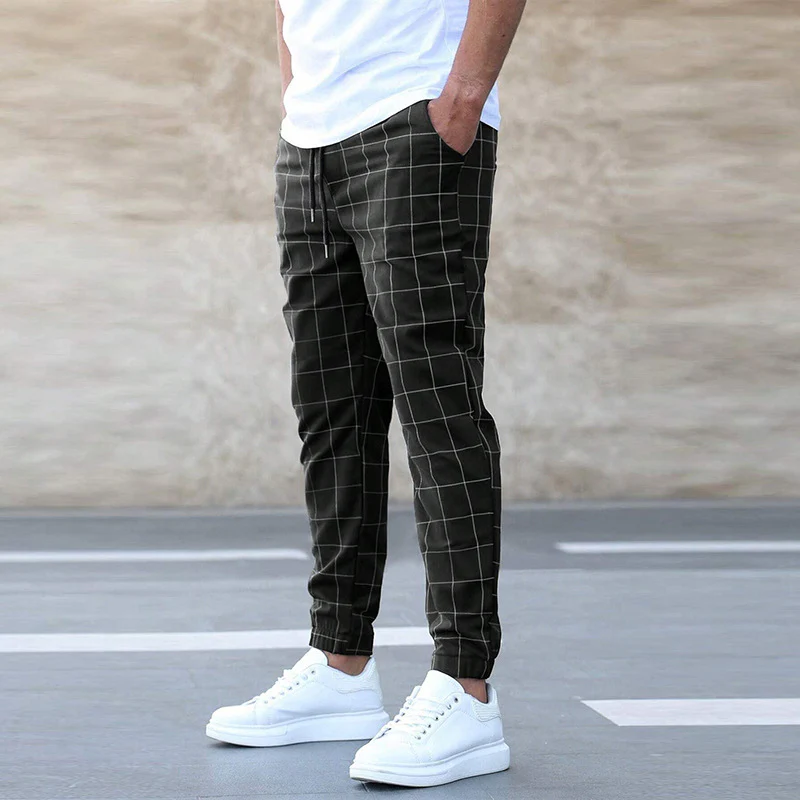 Stylish Men's Pants with Window Pattern, Comfortable Fit, Versatile for Work and Leisure, Machine Washable