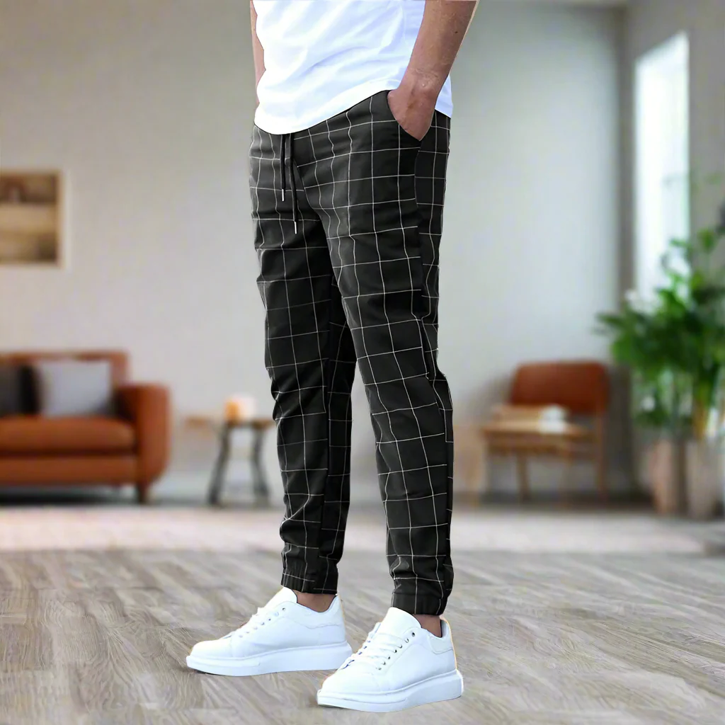 Stylish Men's Pants with Window Pattern, Comfortable Fit, Versatile for Work and Leisure, Machine Washable - Image 2