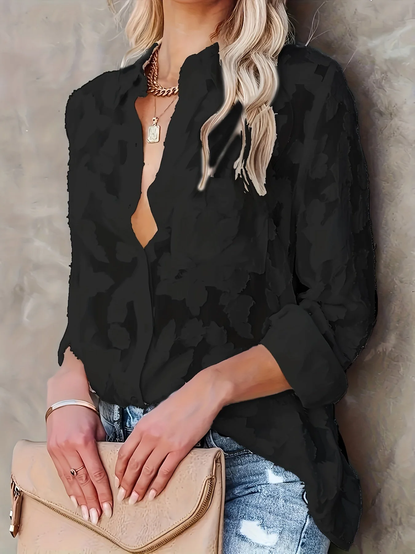 Stylish Women's Blouse, Lightweight and Breathable Long Sleeve Top for Summer Wear, Flattering Fit - Image 7