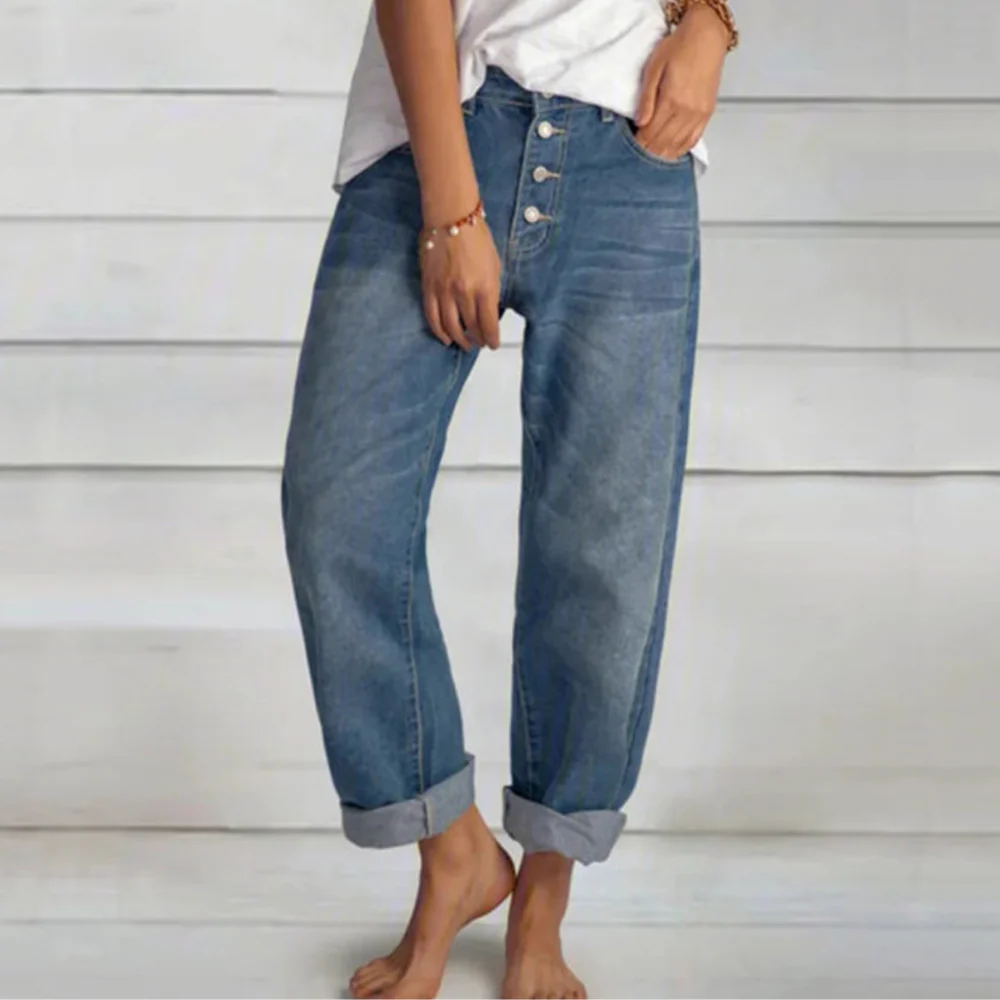 Stylish Women's Denim Pants with Unique Design and Comfortable Fit in Classic Blue, Available in Sizes S-3XL - Image 3