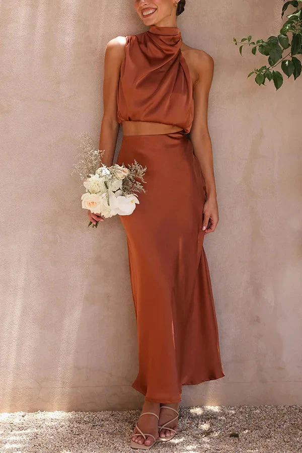 Stylish Women's Set with Sleeveless Top and Long Maxi Skirt for Casual and Formal Occasions - Image 7