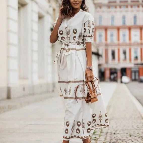 Stylish Women's Summer Midi Dress with Unique Pattern for Versatile Occasions - Image 3