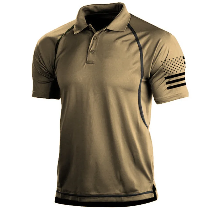 Summer Hiking T-Shirts Men Casual Loose Lapel Short-Sleeved Breathable Sports Tees - Image 5