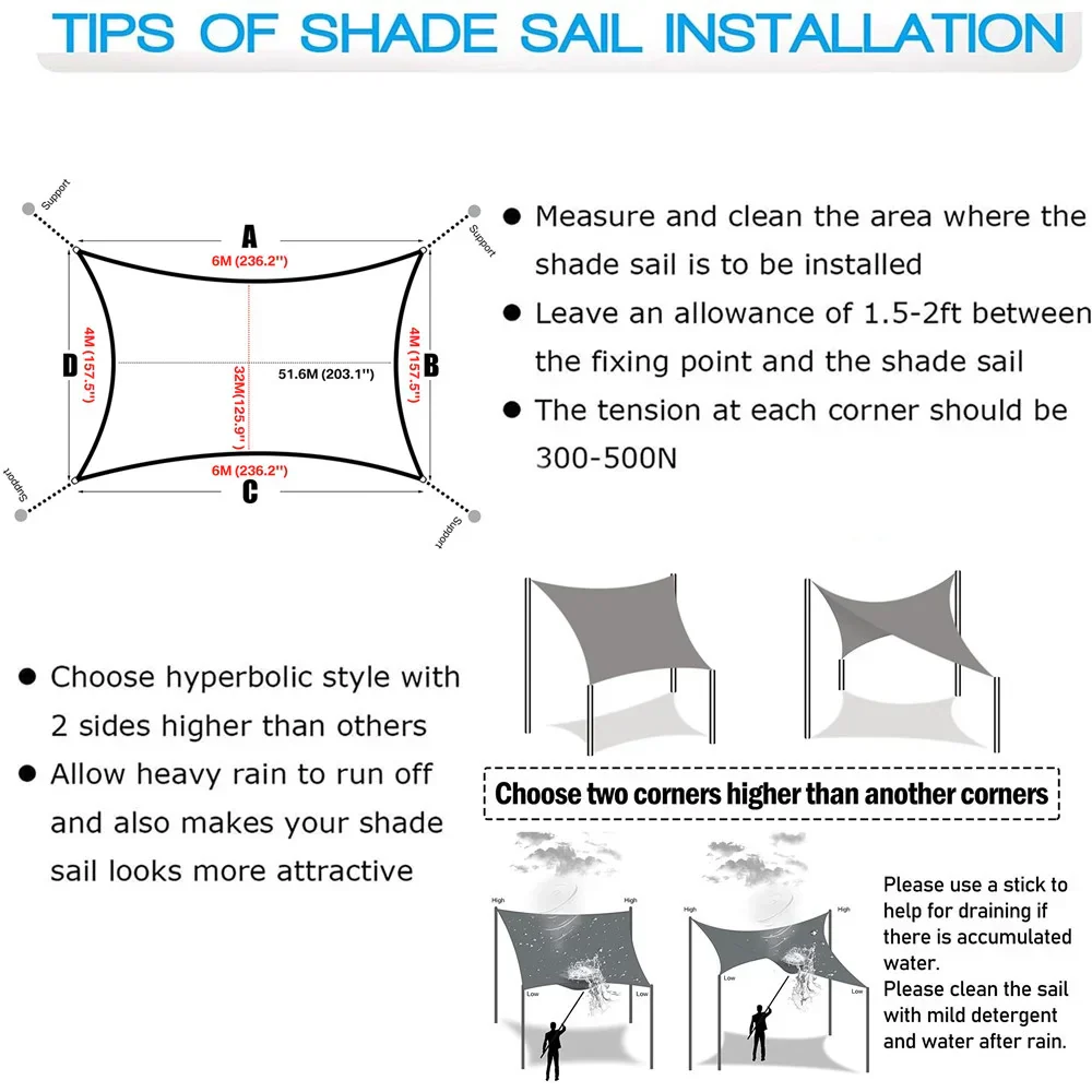 Sun Shade Sail Waterproof Rectangle Canopy Outdoor Patio Summer 2025 UV Protection Water Resistant Privacy Screen - Image 5