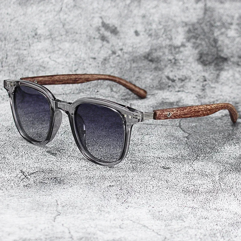 Sunglasses for Men Women Retro Wood Grain Polarized UV Protection Outdoor Shades