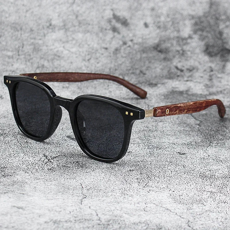Sunglasses for Men Women Retro Wood Grain Polarized UV Protection Outdoor Shades - Image 2