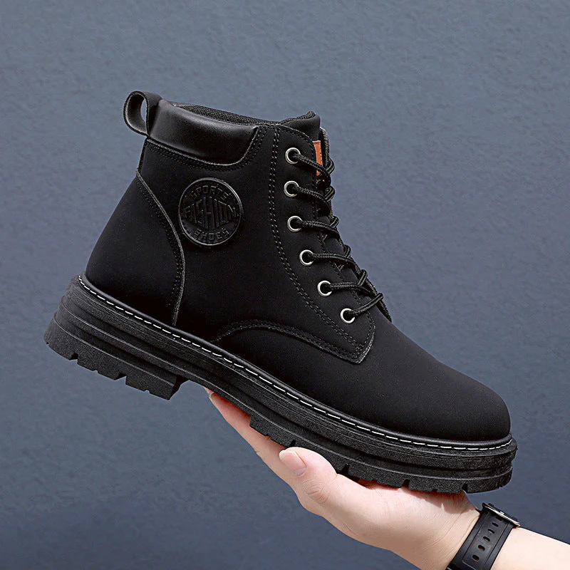 Supportive Men Ankle Boots - Chunky Mid Heel Leather Winter - Image 3