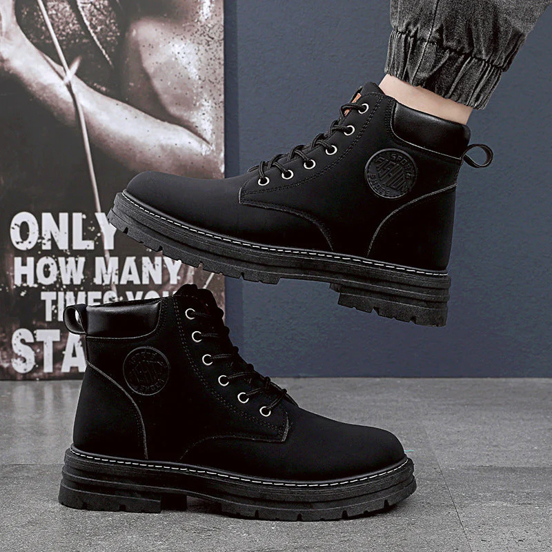 Supportive Men Ankle Boots - Chunky Mid Heel Leather Winter - Image 5