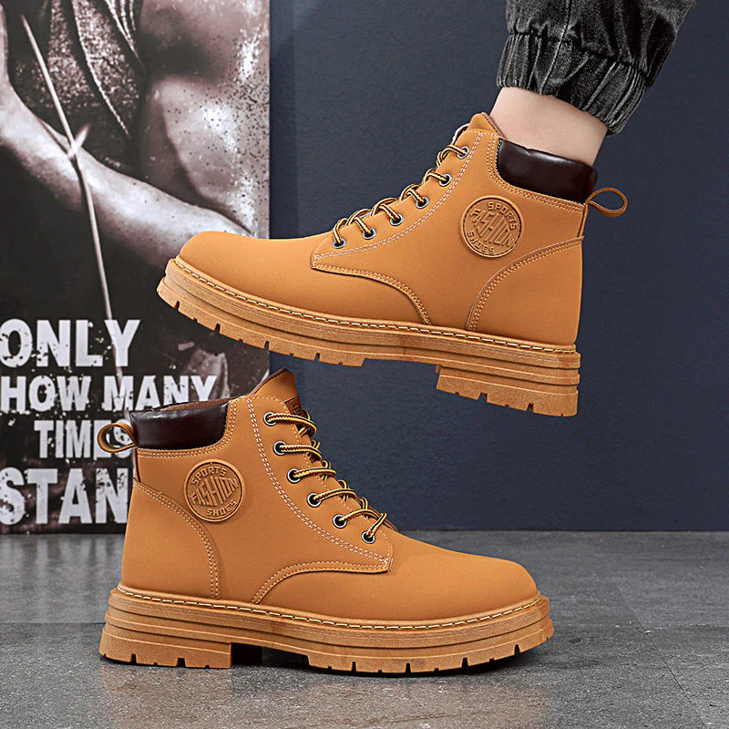 Supportive Men Ankle Boots - Chunky Mid Heel Leather Winter - Image 6