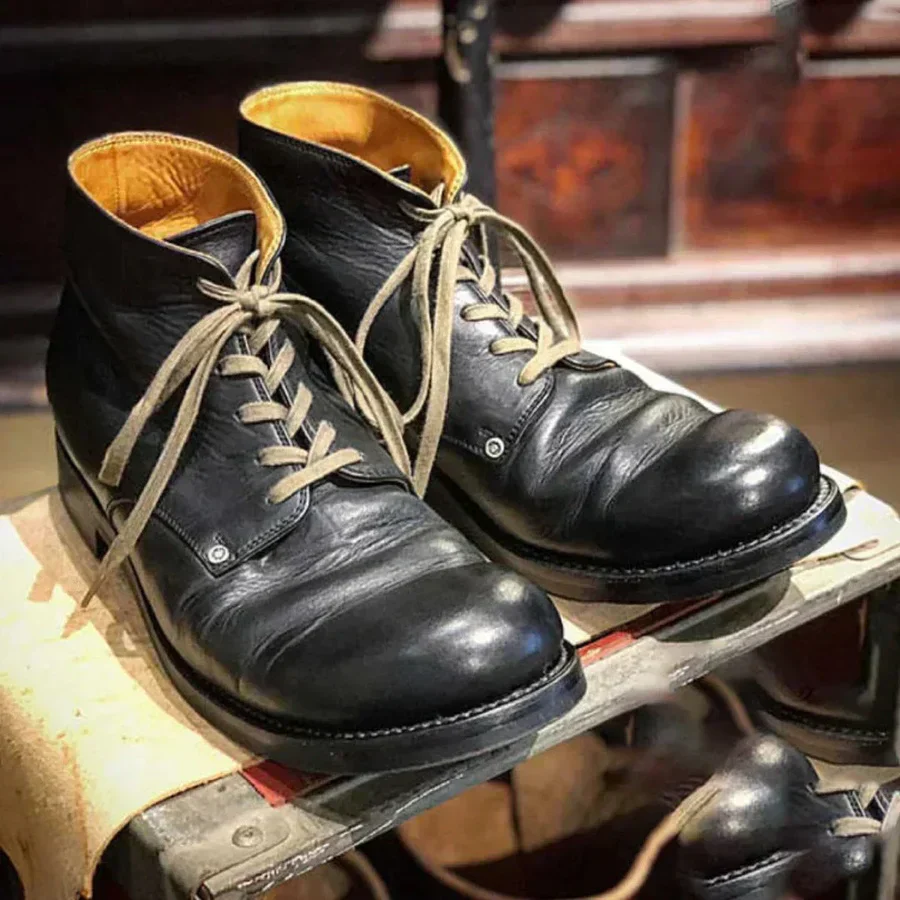 Supportive Men's Leather Boots - Lace-Up, Full-Grain