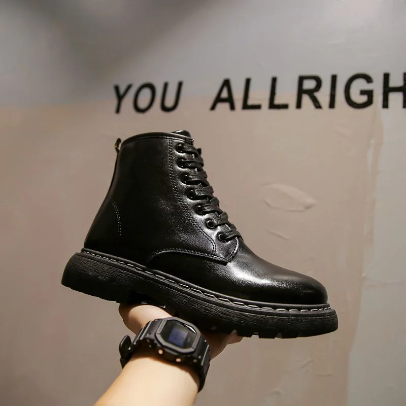 Supportive Men's Platform Boots - High-Top Ribbed, Urban - Image 2