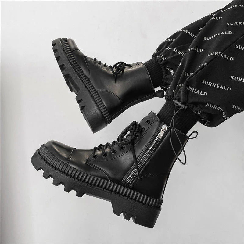 Supportive Men's Platform Boots - High-Top Ribbed, Urban - Image 6