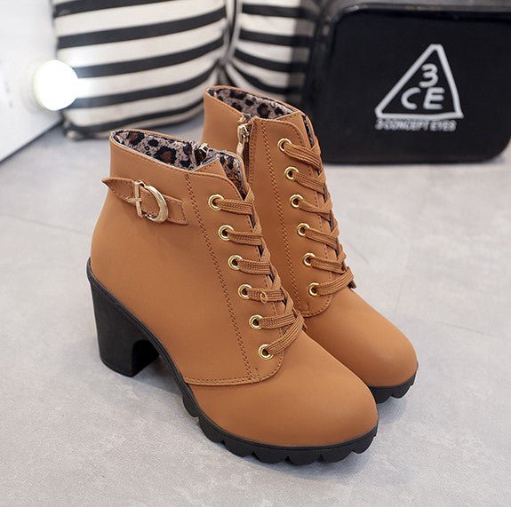 Supportive Women's Ankle Boots - Lace-Up, Suede, Autumn - Image 6